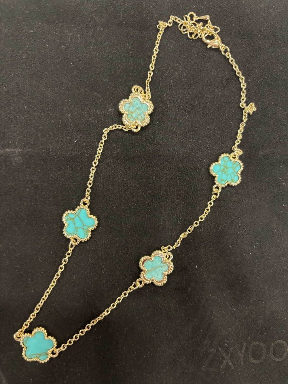 Delicate Turquoise Clover Necklace - Women Jewelry. Never worn